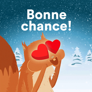 Gif animé bonne chance neige ecureuil
